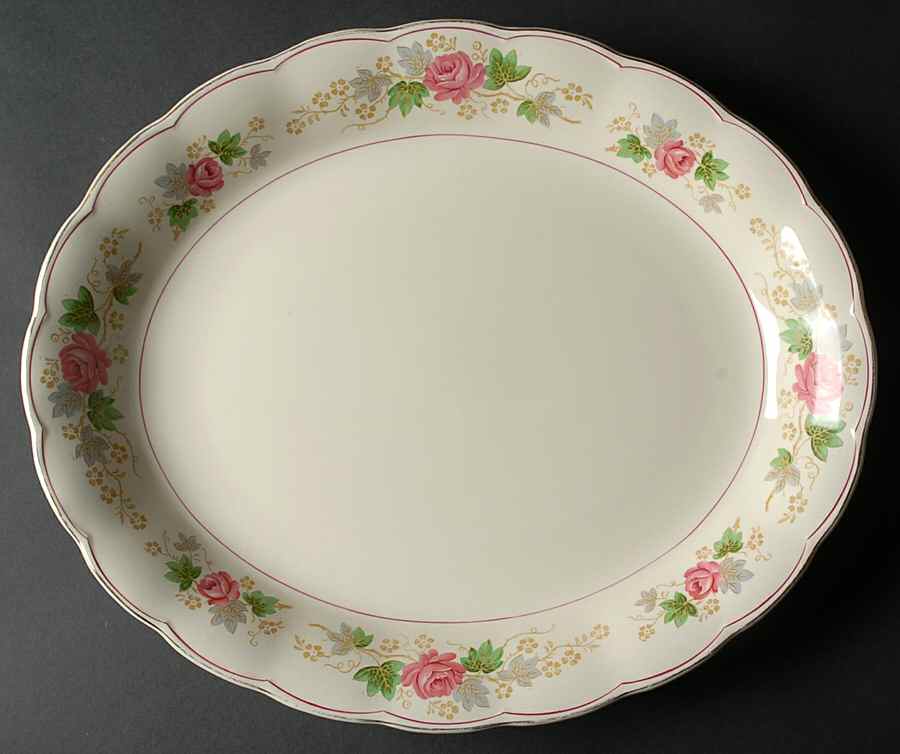 Swansea Rose 16" Oval Serving Platter by Grindley-1