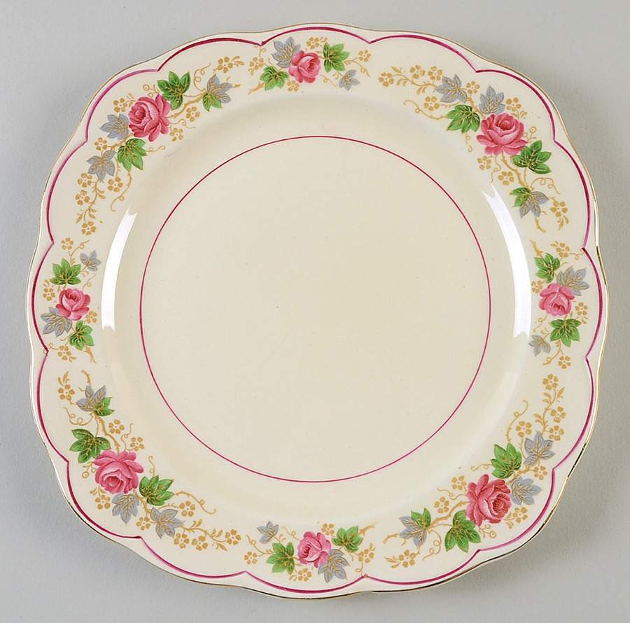 Swansea Rose Square Salad Plate by Grindley-1