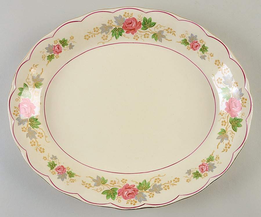 Swansea Rose 12" Oval Serving Platter by Grindley-1