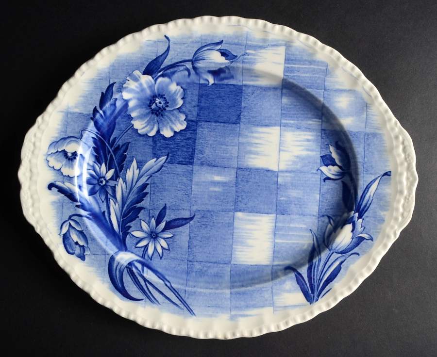 Trellis Blue 12" Oval Serving Platter by Grindley-1