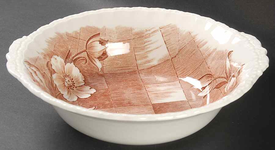 Trellis Brown 9" Round Vegetable Bowl by Grindley-1