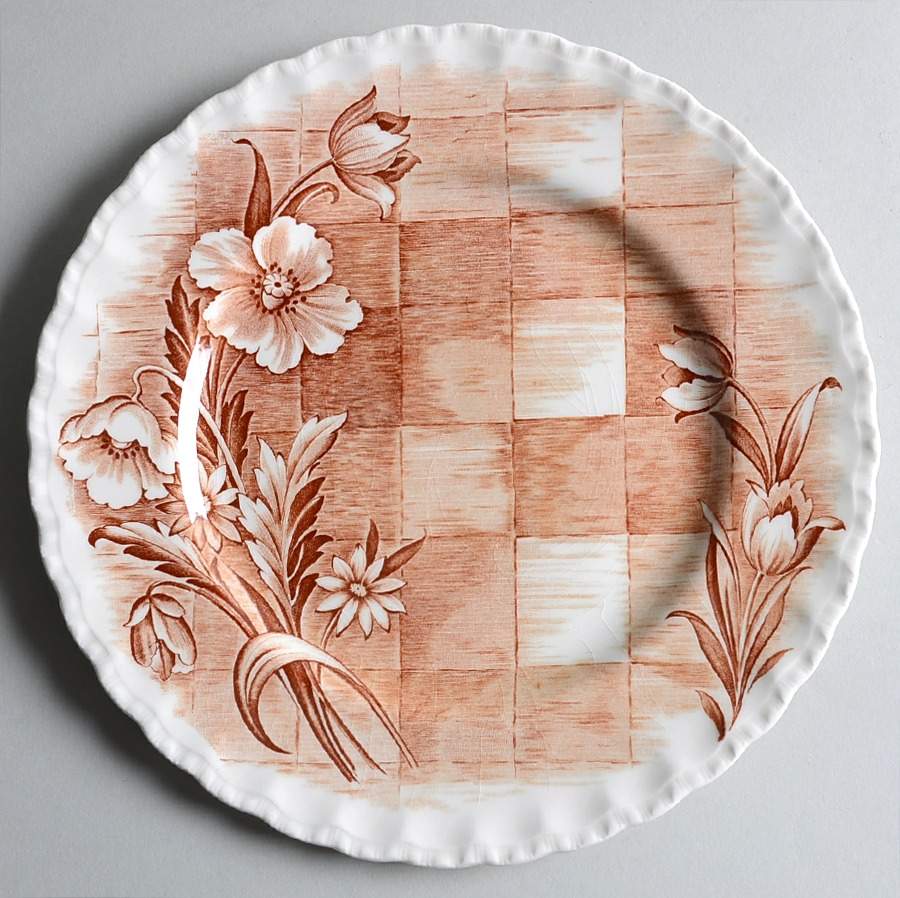 Trellis Brown Luncheon Plate by Grindley-1