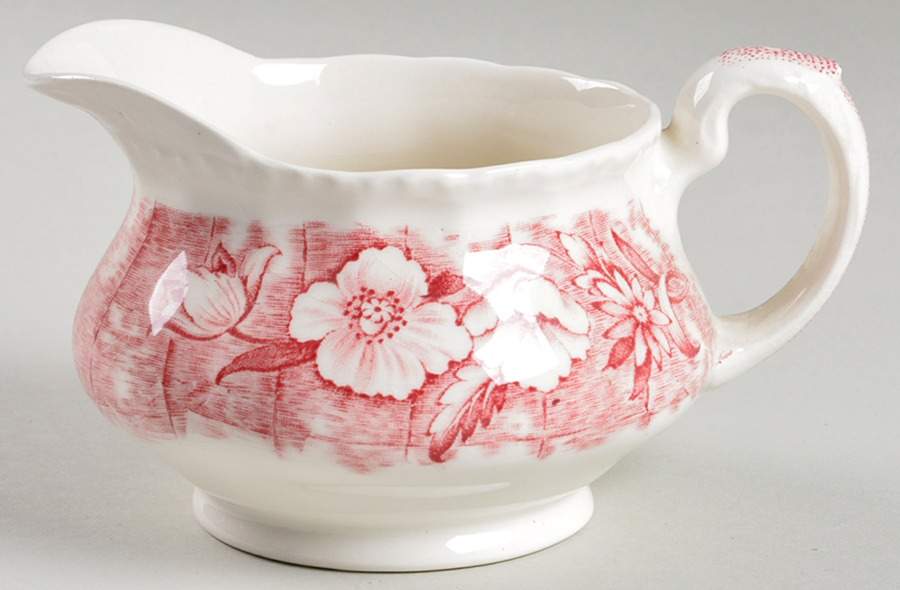 Trellis Pink Creamer by Grindley-1