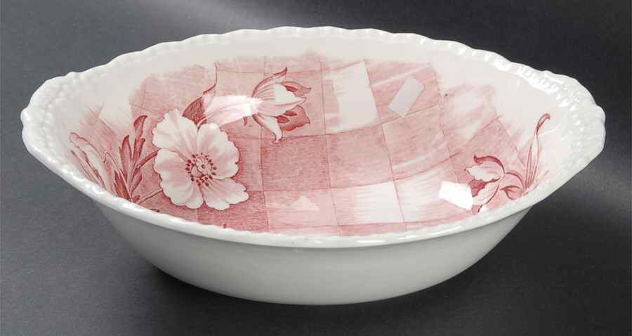 Trellis Pink 10" Oval Vegetable Bowl by Grindley-1