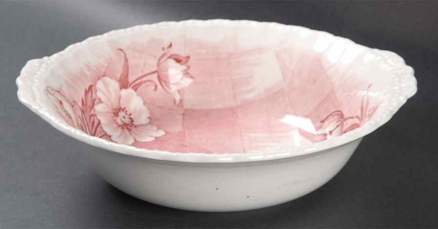 Trellis Pink 9" Round Vegetable Bowl by Grindley-1