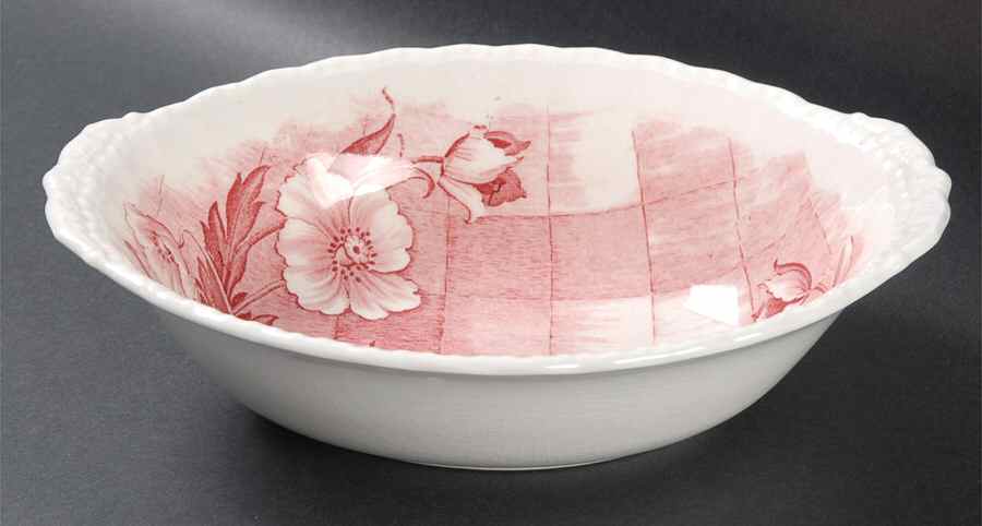 Trellis Pink 9" Oval Vegetable Bowl by Grindley-1