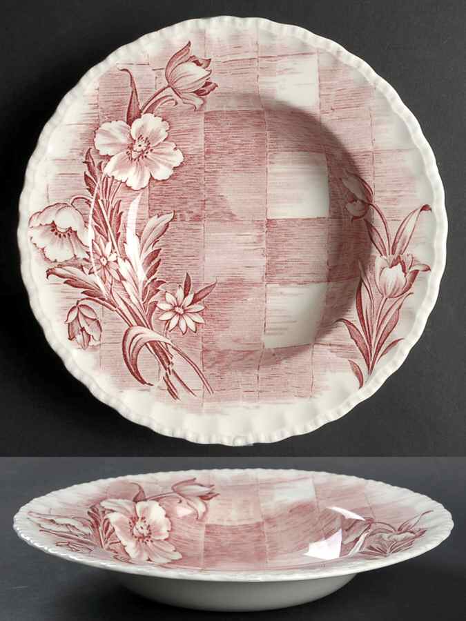 Trellis Pink Rim Soup Bowl by Grindley-1