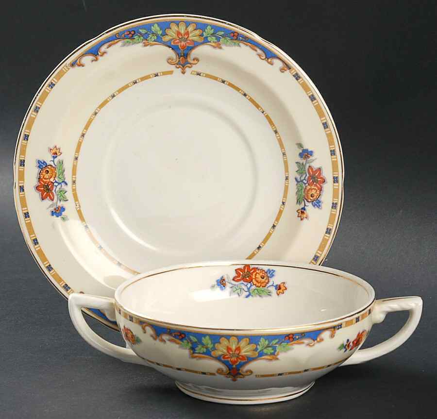 Virginia Flat Cream Soup Bowl & Saucer Set by Grindley-1