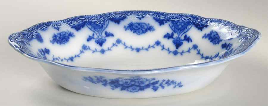Waverly (Flow Blue) 9" Oval Vegetable Bowl by Grindley-1
