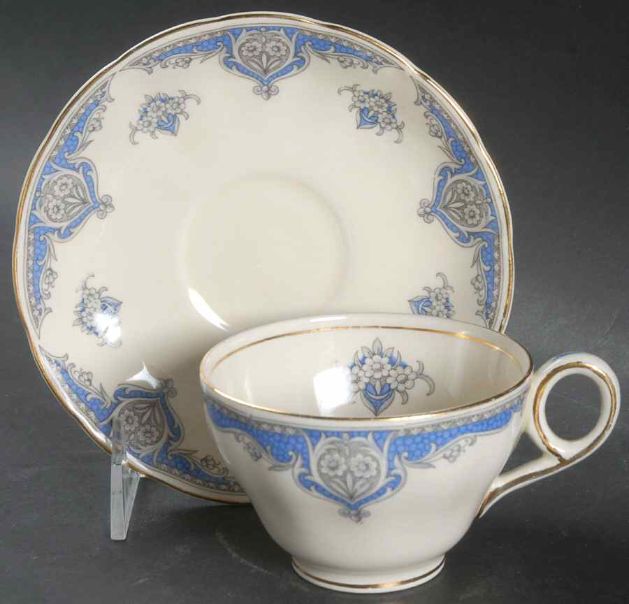 Windsor (Blue Border) Flat Cup & Saucer Set by Grindley-1
