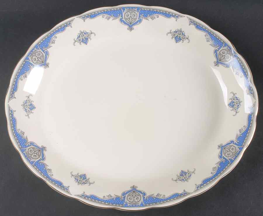 Windsor (Blue Border) 16" Oval Serving Platter by Grindley-1