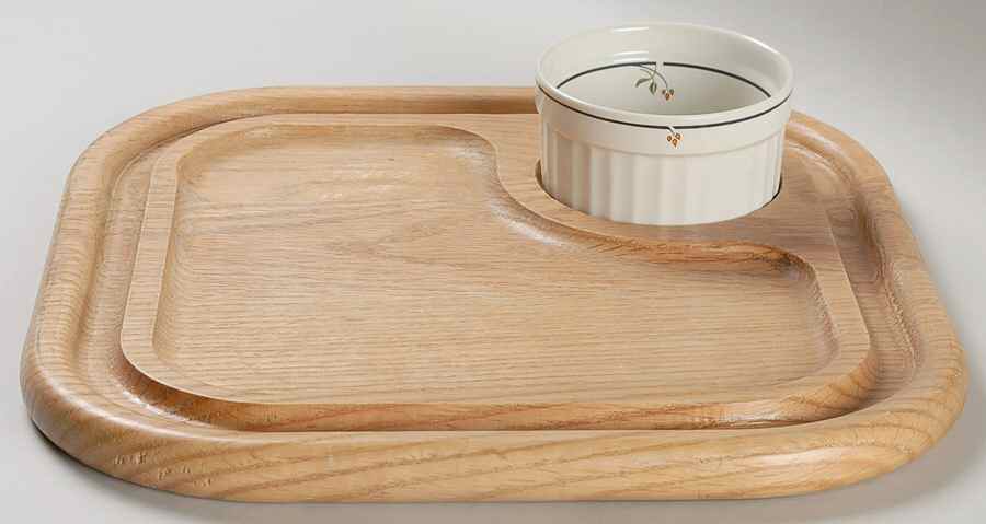 Ariana 2 Piece Chip & Dip Set w/Wood Tray by Gorham-1