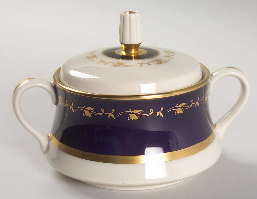 Baronial Cobalt Blue Sugar Bowl & Lid by Gorham-1