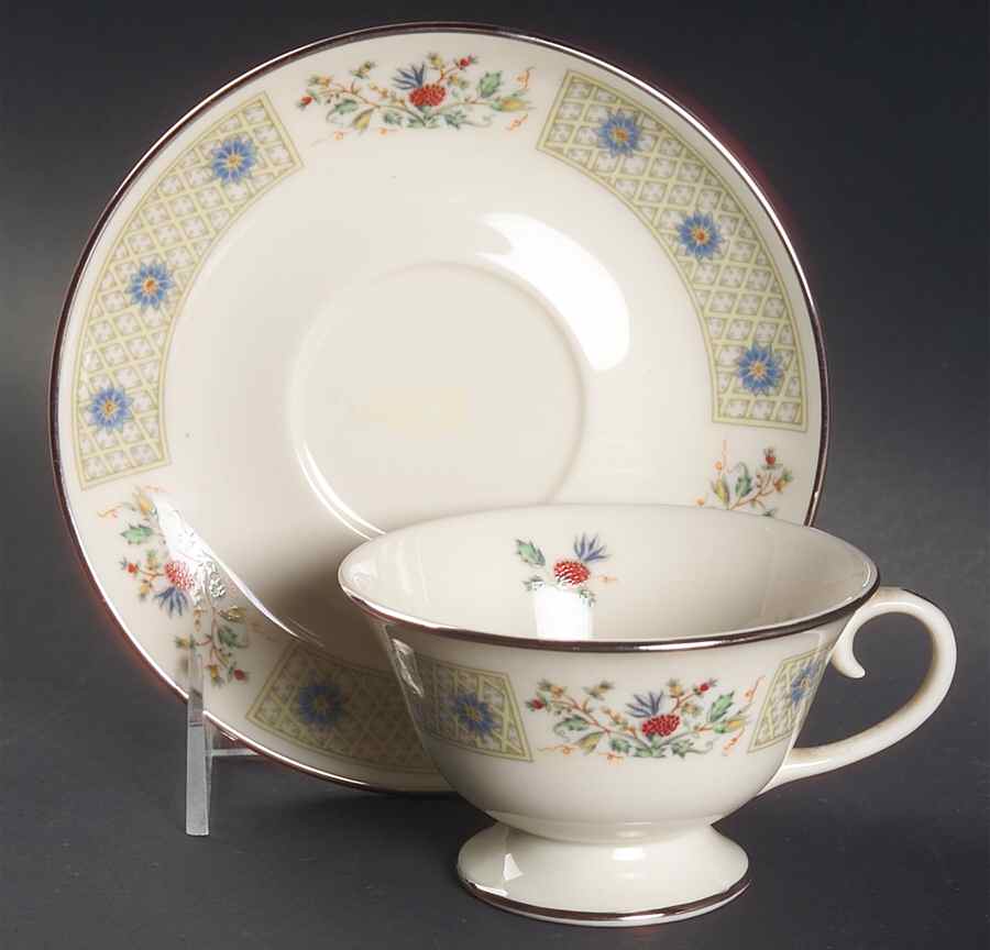 Beau Jardin Footed Cup & Saucer Set by Gorham-1