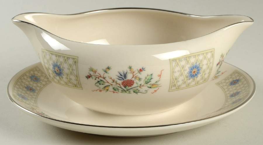 Beau Jardin Gravy Boat with Attached Underplate by Gorham-1