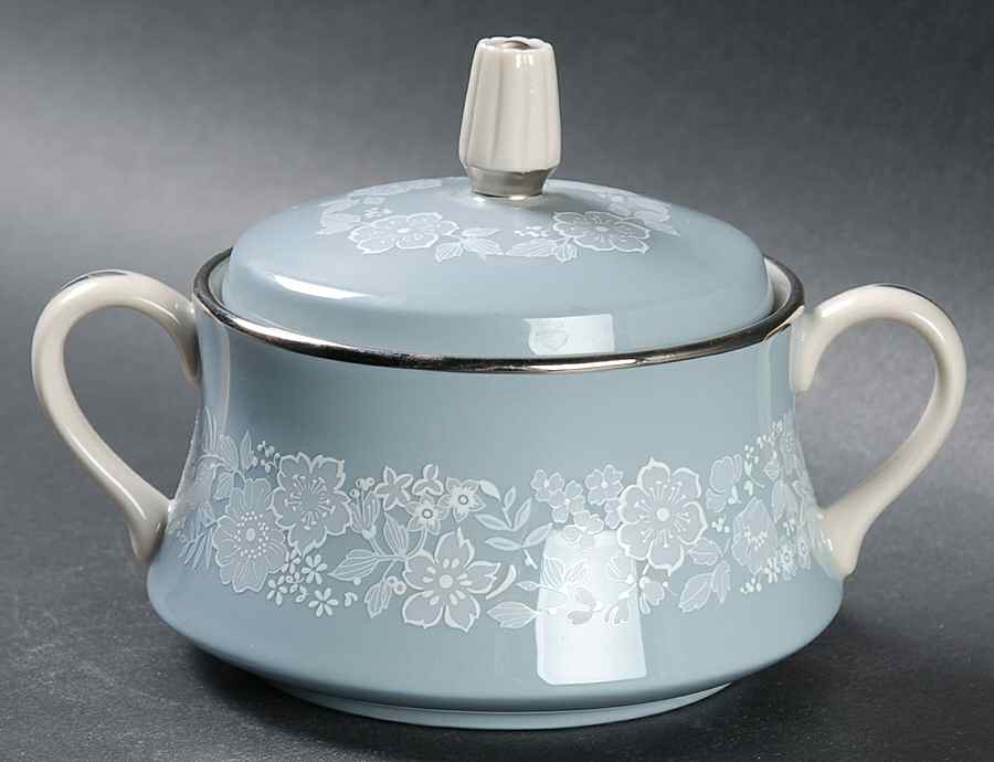 Blue Bouquet Sugar Bowl & Lid by Gorham-1