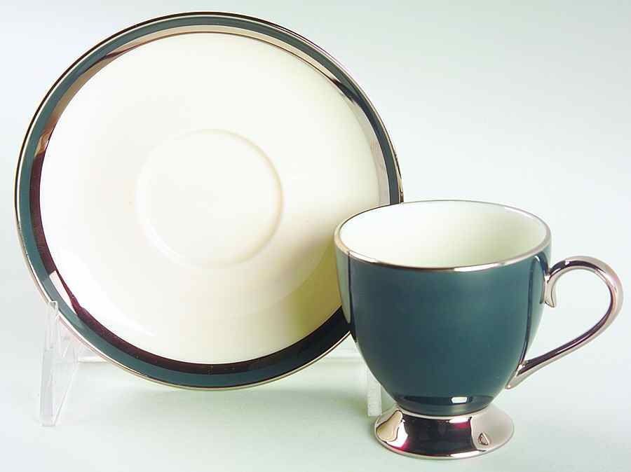 Black Contessa Footed Demitasse Cup & Saucer Set by Gorham-1