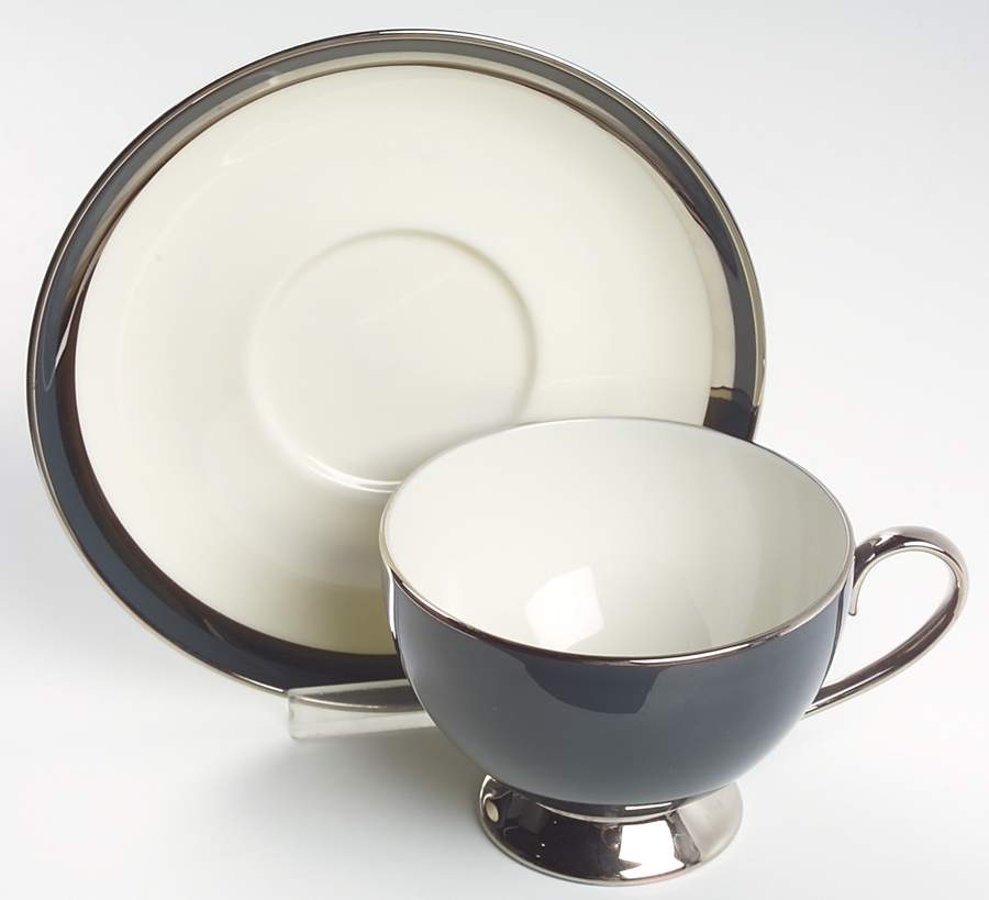Black Contessa Footed Cup & Saucer Set by Gorham-1