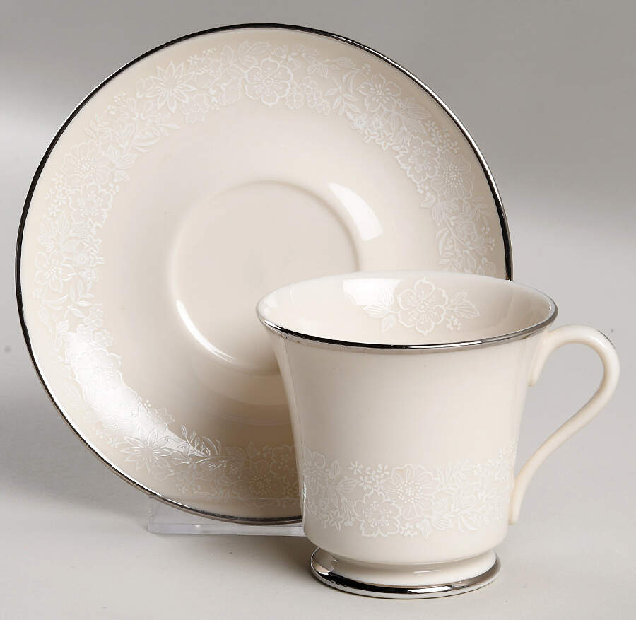 Bridal Bouquet Footed Cup & Saucer Set by Gorham-1
