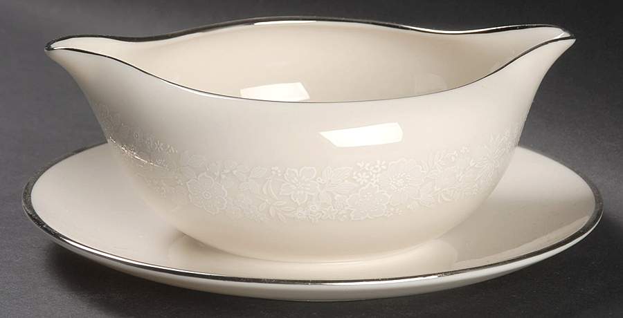 Bridal Bouquet Gravy Boat with Attached Underplate by Gorham-1