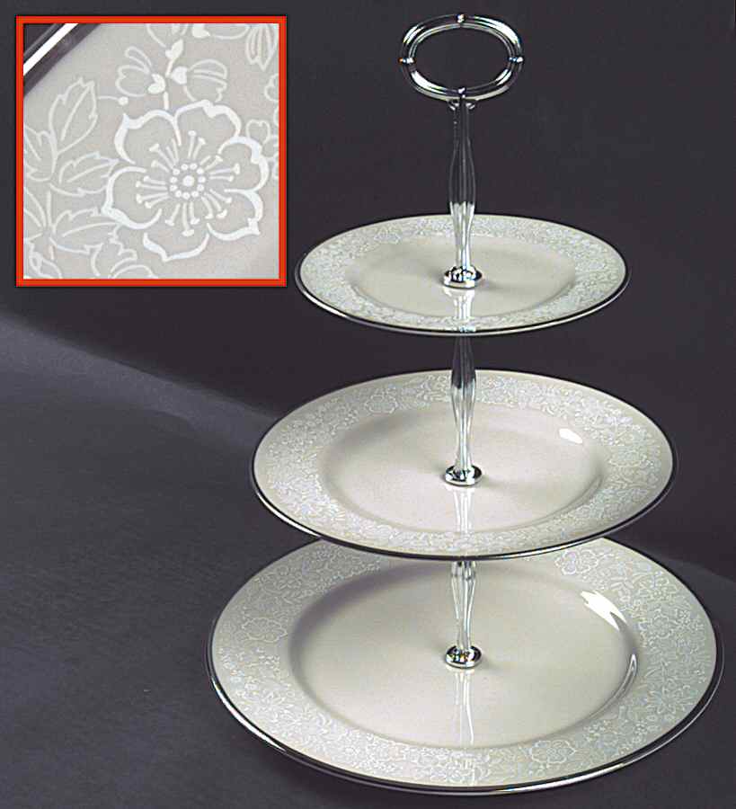 Bridal Bouquet 13 7/8"-14 1/4" 3-Tiered Serving Tray(DP,SP,BB) HC by Gorham-1