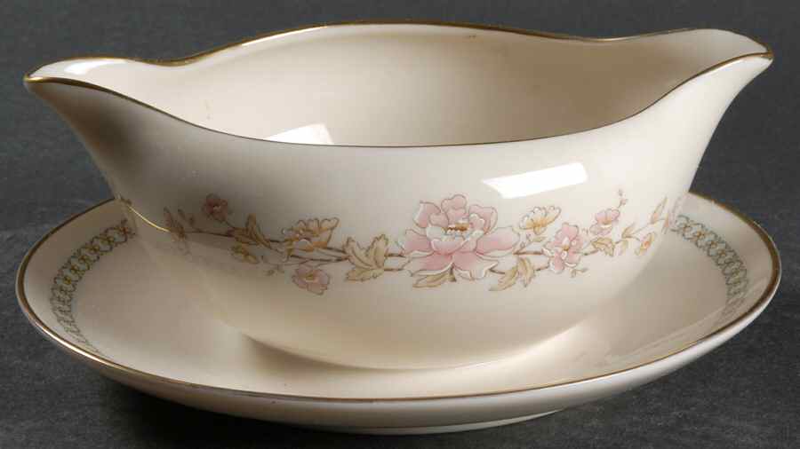 Camellia Gravy Boat with Attached Underplate by Gorham-1