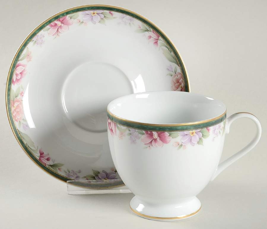 Camellia (Newer, 1994) Footed Cup & Saucer Set by Gorham-1