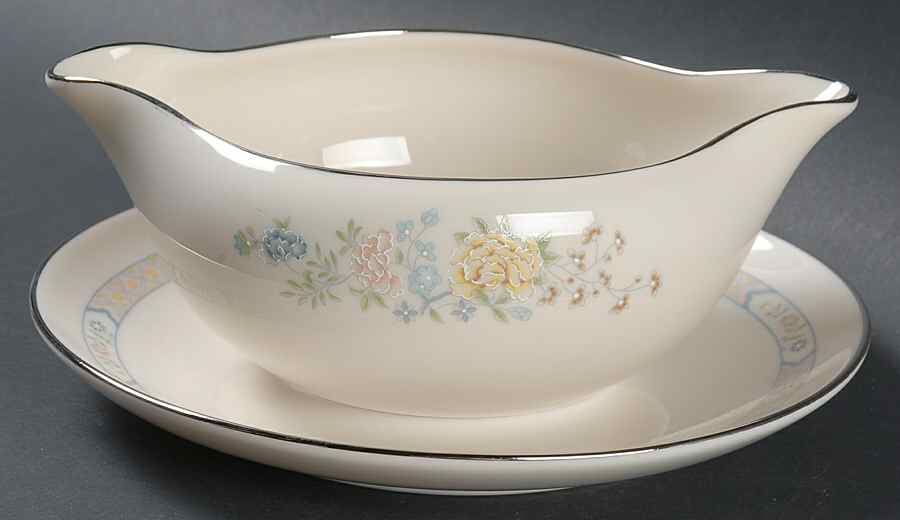 Cherrywood Gravy Boat with Attached Underplate by Gorham-1