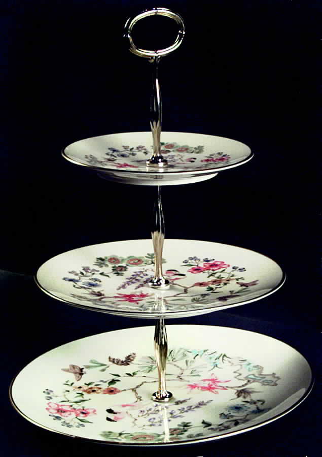 Chinoiserie 13 7/8"-14 1/4" 3-Tiered Serving Tray(DP,SP,BB) HC by Gorham-1