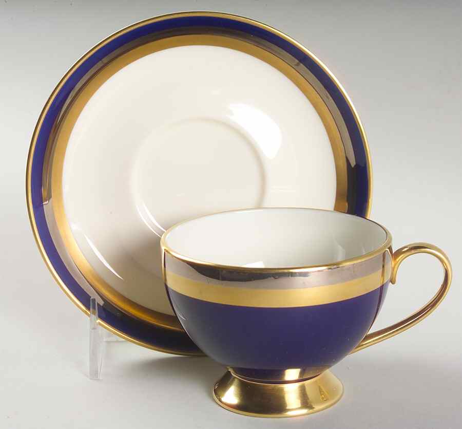 Cobalt Contessa Footed Cup & Saucer Set by Gorham-1