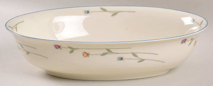 Country Flowers Cream 10" Oval Vegetable Bowl by Gorham-1