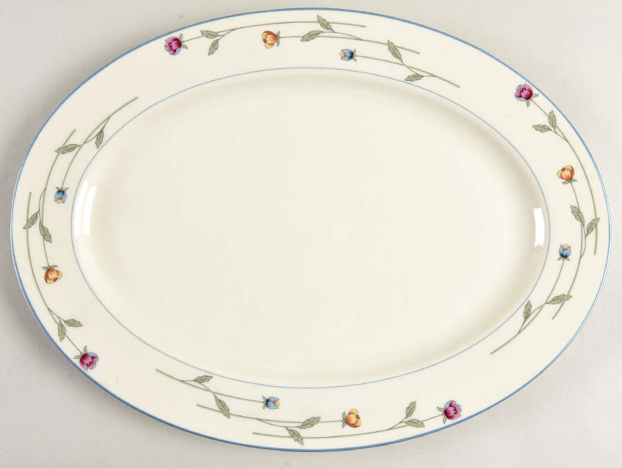 Country Flowers Cream 14" Oval Serving Platter by Gorham-1