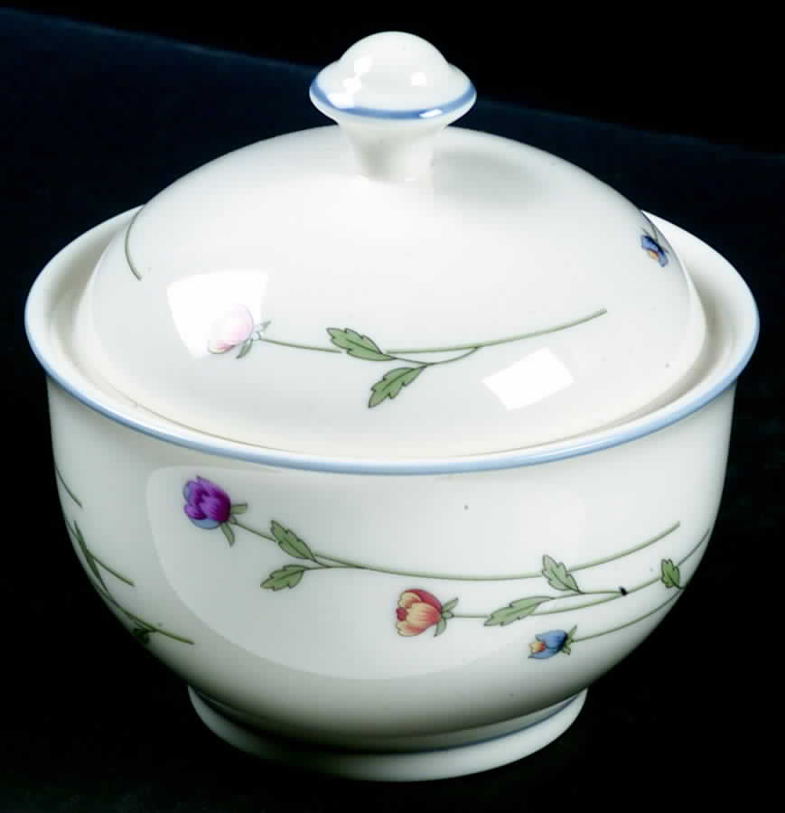 Country Flowers Cream Sugar Bowl & Lid by Gorham-1
