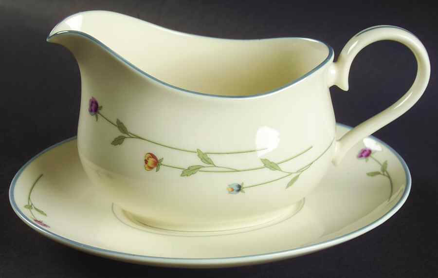 Country Flowers Cream Gravy Boat & Underplate by Gorham-1