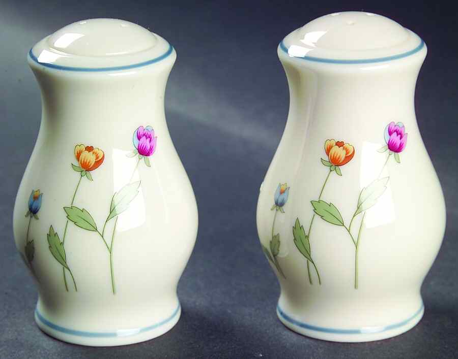 Country Flowers Cream Salt & Pepper Set by Gorham-1