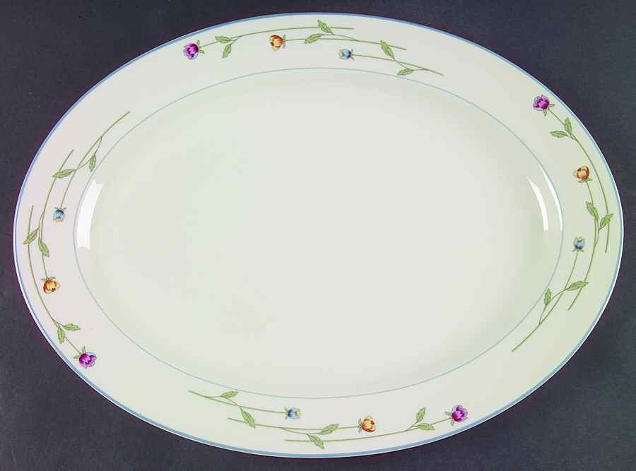 Country Flowers Cream 16" Oval Serving Platter by Gorham-1