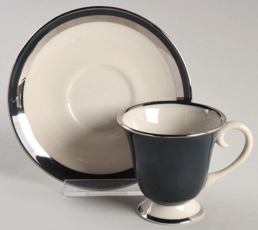 Contessa Black Footed Demitasse Cup & Saucer Set by Gorham-1