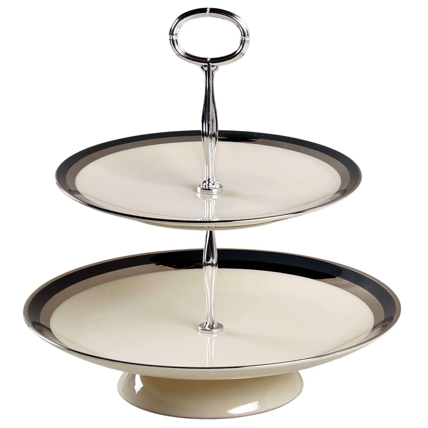 Contessa Black 11 1/4"  2 Tier Footed Serving Tray (DP,SP,FR) HC by Gorham-1