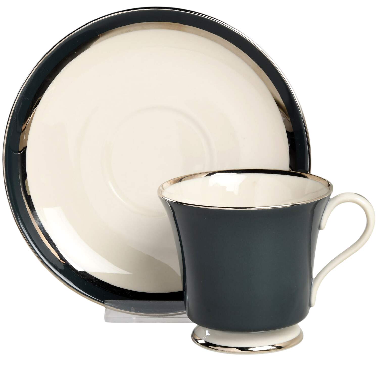 Contessa Black Footed Cup & Saucer Set by Gorham-1