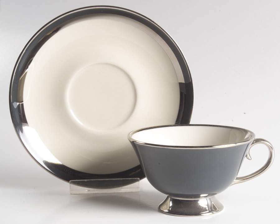 Contessa Black Footed Cup & Saucer Set by Gorham-1