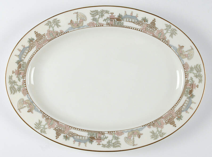 East Wind (Gold) 14" Oval Serving Platter by Gorham-1