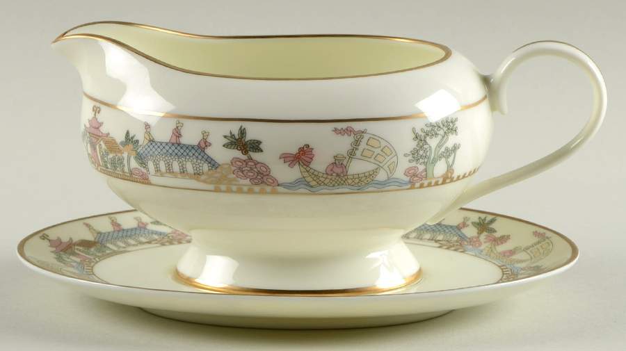East Wind (Gold) Gravy Boat & Underplate by Gorham-1