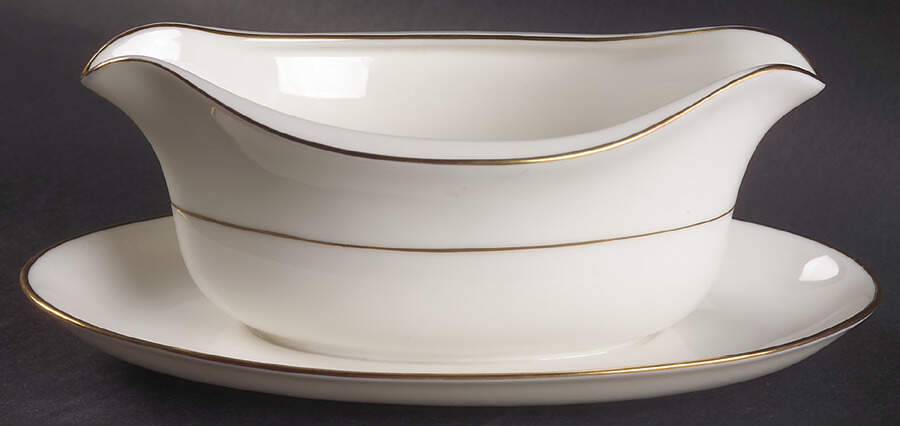 Elegance Gold Gravy Boat with Attached Underplate by Gorham-1