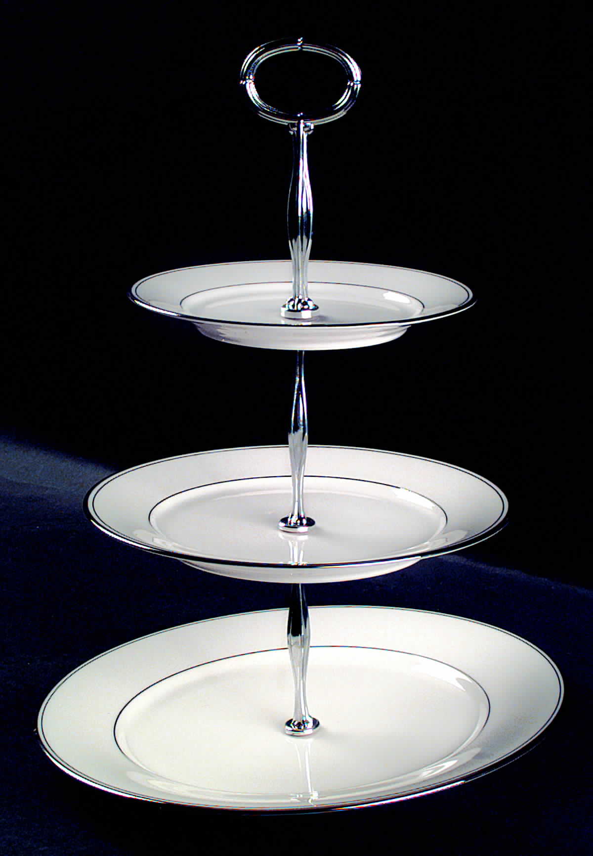 Elegance Platinum 13 7/8"-14 1/4" 3-Tiered Serving Tray(DP,SP,BB) HC by Gorham-1