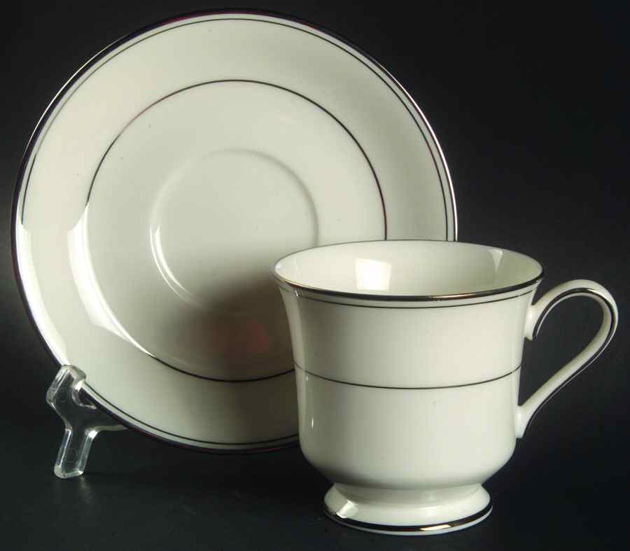 Elegance Platinum Footed Cup & Saucer Set by Gorham-1