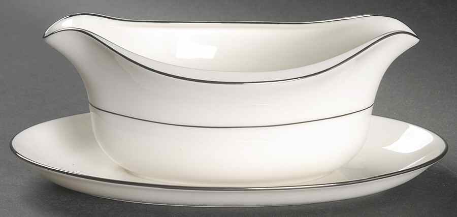 Elegance Platinum Gravy Boat with Attached Underplate by Gorham-1