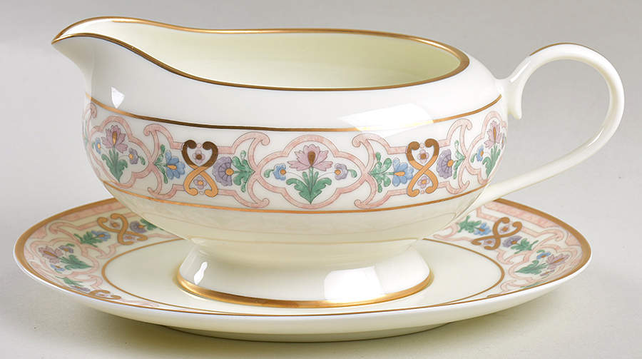 Empress Multicolor Gravy Boat & Underplate by Gorham-1