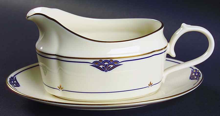 Florentine Lapis Gravy Boat & Underplate by Gorham-1