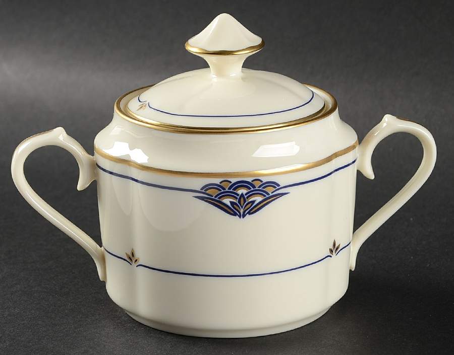 Florentine Lapis Sugar Bowl & Lid by Gorham-1