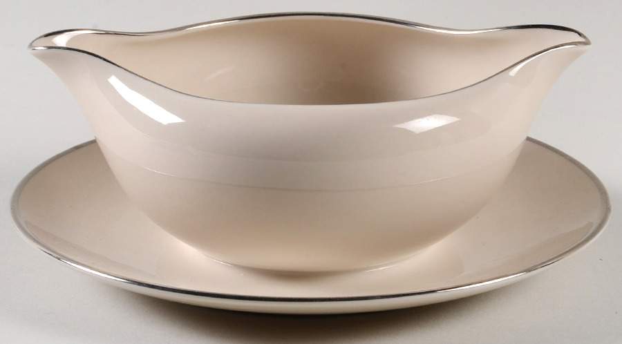 Gorham Platinum (Rim) Gravy Boat with Attached Underplate by Gorham-1